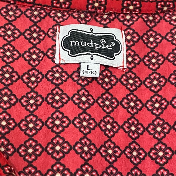 Mud Pie Dress/Tunic Loose Fit Size L Long Sleeve Pullover Ruffle Neck Red Black - Picture 5 of 8